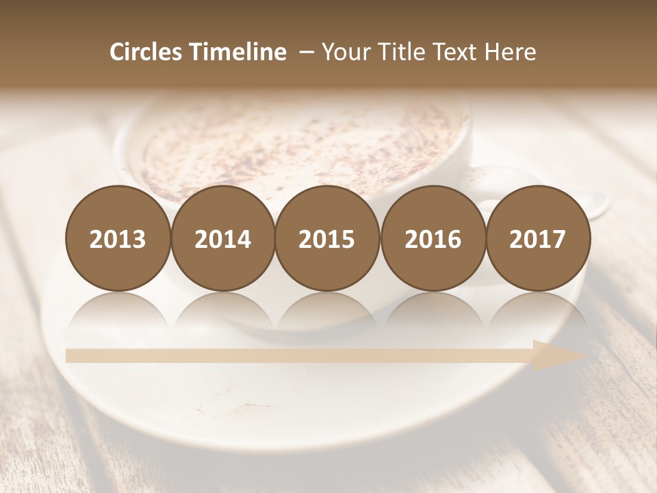 A Cup Of Coffee On A Saucer On A Wooden Table PowerPoint Template