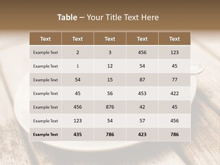 A Cup Of Coffee On A Saucer On A Wooden Table PowerPoint Template