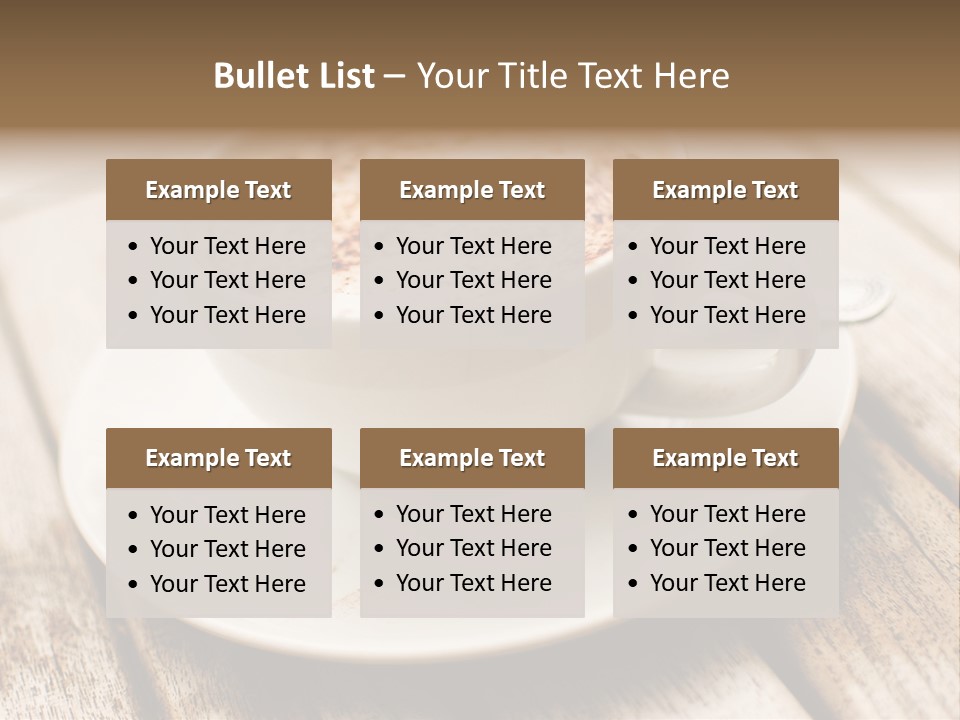 A Cup Of Coffee On A Saucer On A Wooden Table PowerPoint Template