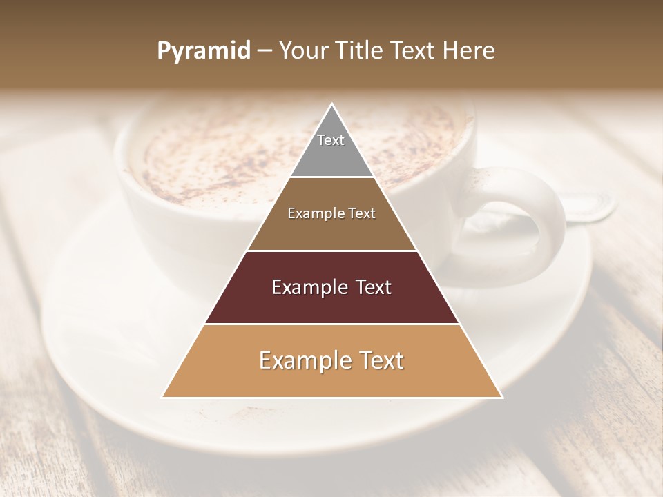 A Cup Of Coffee On A Saucer On A Wooden Table PowerPoint Template