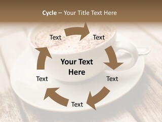 A Cup Of Coffee On A Saucer On A Wooden Table PowerPoint Template