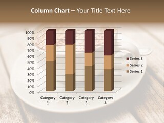A Cup Of Coffee On A Saucer On A Wooden Table PowerPoint Template