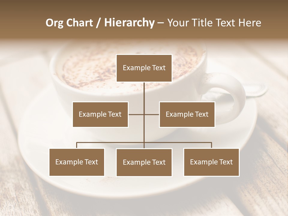 A Cup Of Coffee On A Saucer On A Wooden Table PowerPoint Template