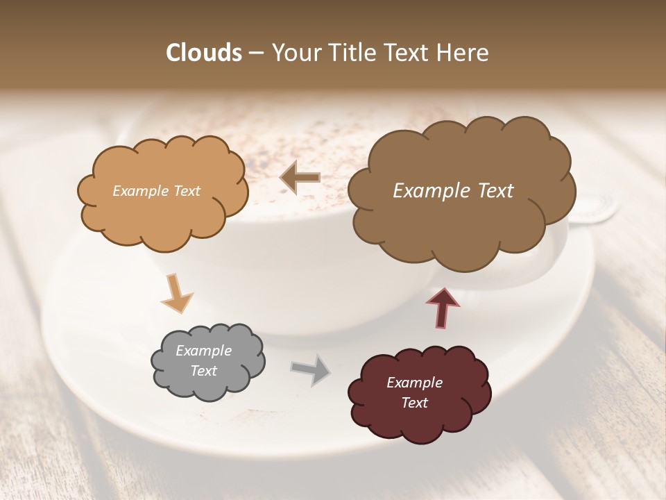 A Cup Of Coffee On A Saucer On A Wooden Table PowerPoint Template