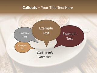 A Cup Of Coffee On A Saucer On A Wooden Table PowerPoint Template