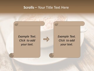 A Cup Of Coffee On A Saucer On A Wooden Table PowerPoint Template