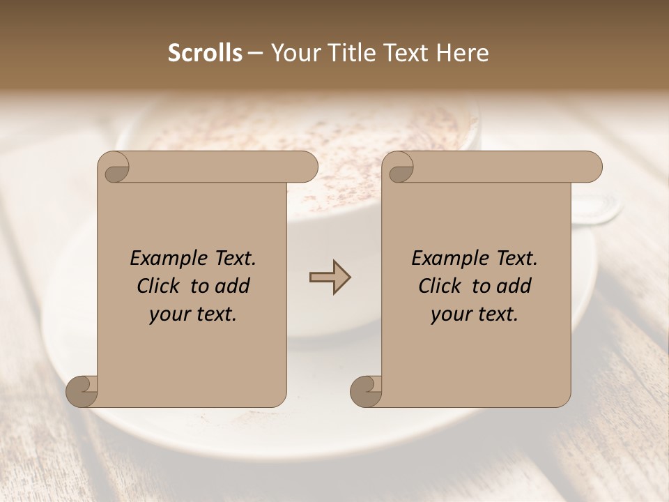 A Cup Of Coffee On A Saucer On A Wooden Table PowerPoint Template