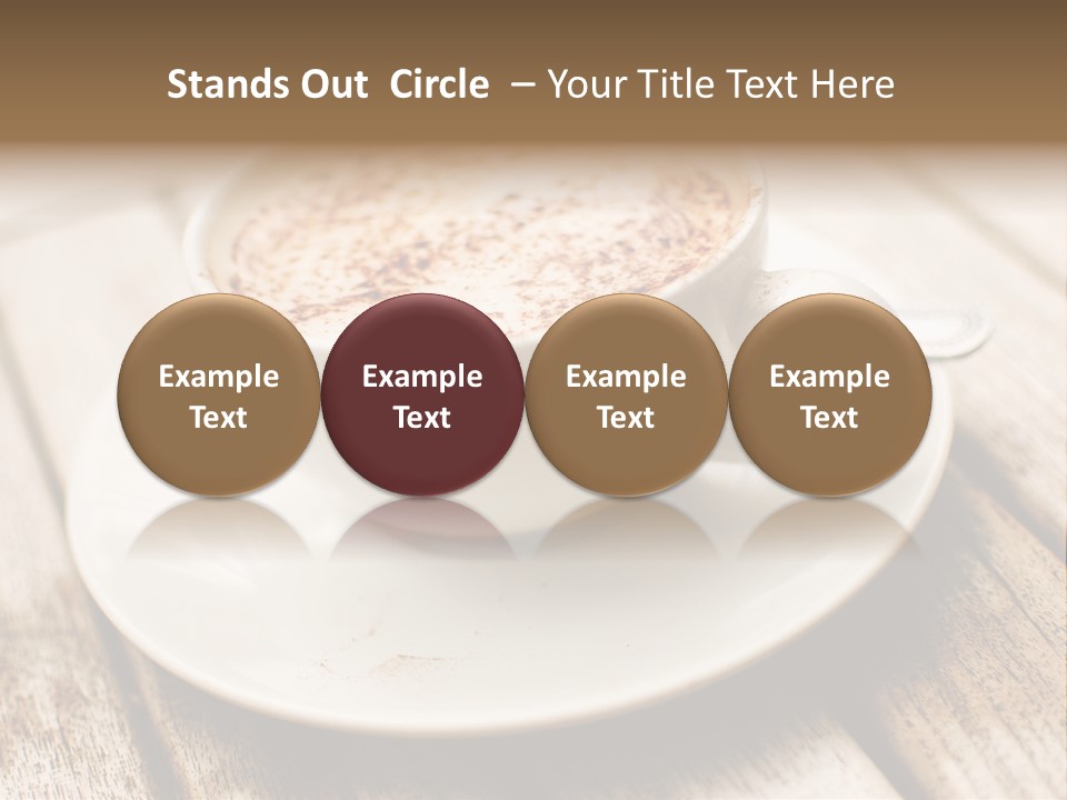 A Cup Of Coffee On A Saucer On A Wooden Table PowerPoint Template