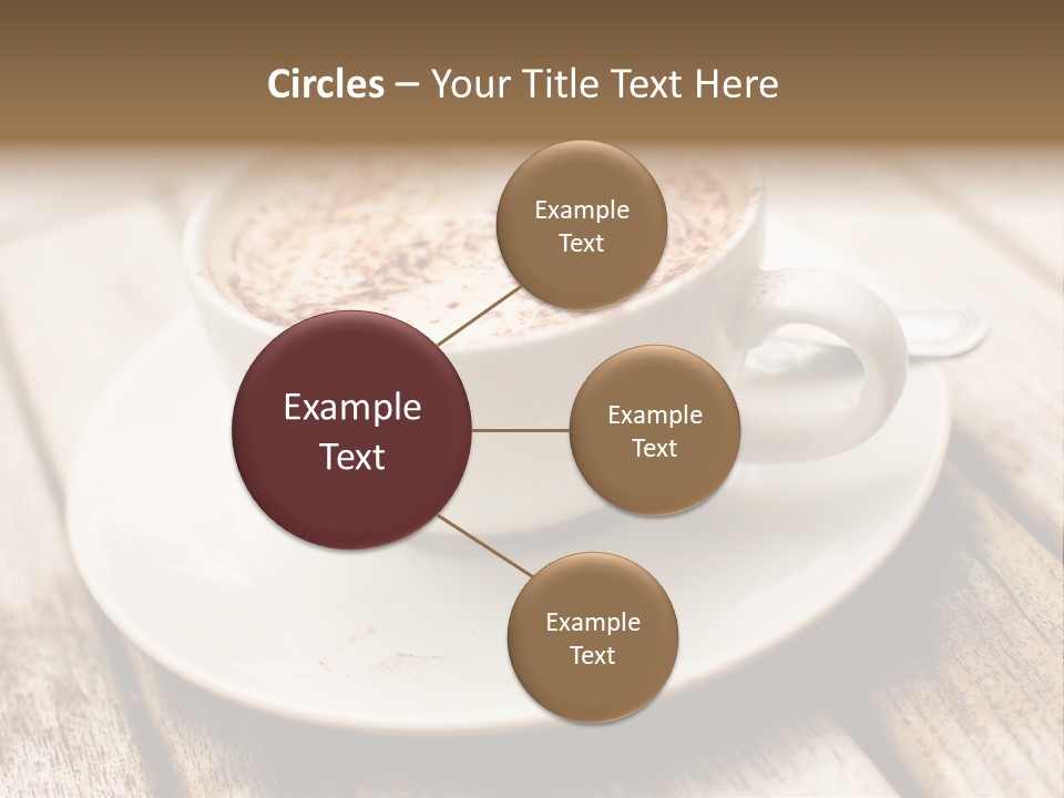 A Cup Of Coffee On A Saucer On A Wooden Table PowerPoint Template