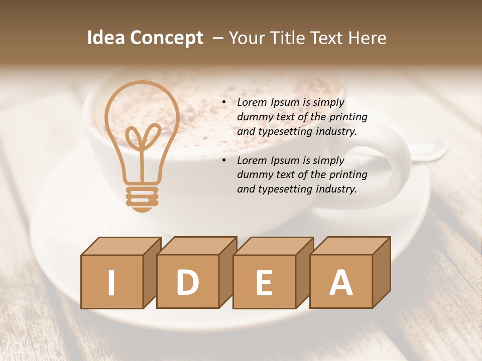 A Cup Of Coffee On A Saucer On A Wooden Table PowerPoint Template