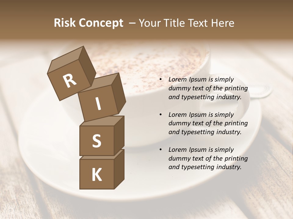 A Cup Of Coffee On A Saucer On A Wooden Table PowerPoint Template