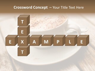 A Cup Of Coffee On A Saucer On A Wooden Table PowerPoint Template