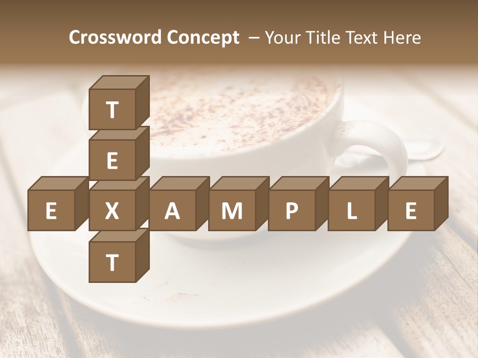 A Cup Of Coffee On A Saucer On A Wooden Table PowerPoint Template