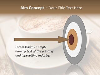 A Cup Of Coffee On A Saucer On A Wooden Table PowerPoint Template
