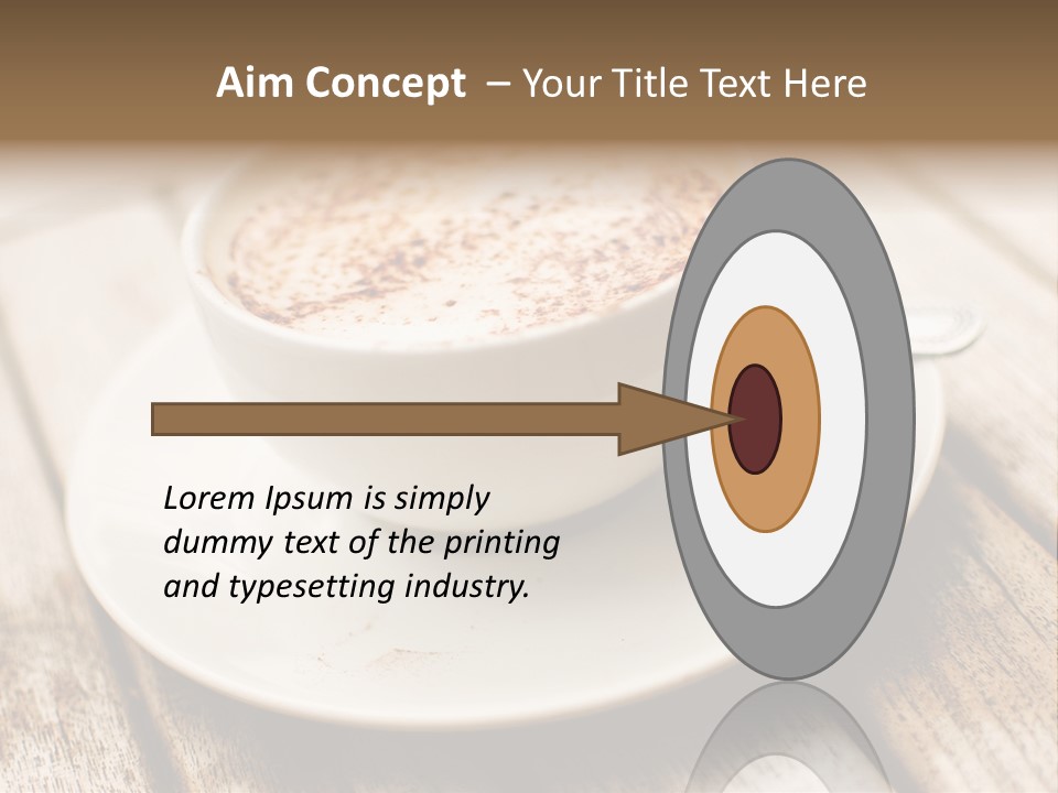A Cup Of Coffee On A Saucer On A Wooden Table PowerPoint Template