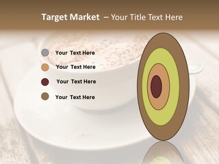 A Cup Of Coffee On A Saucer On A Wooden Table PowerPoint Template