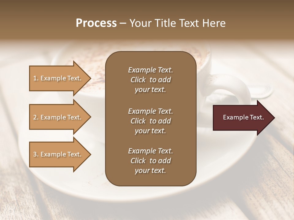 A Cup Of Coffee On A Saucer On A Wooden Table PowerPoint Template