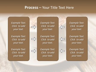 A Cup Of Coffee On A Saucer On A Wooden Table PowerPoint Template