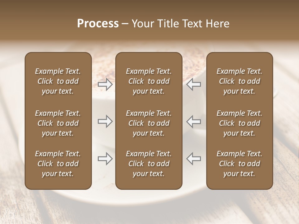 A Cup Of Coffee On A Saucer On A Wooden Table PowerPoint Template