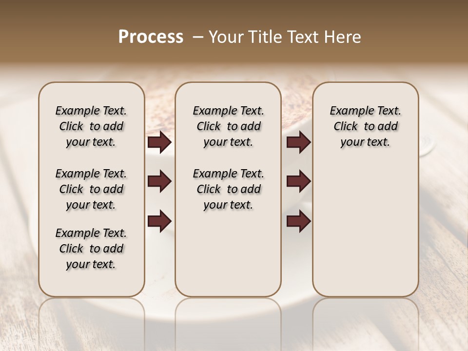 A Cup Of Coffee On A Saucer On A Wooden Table PowerPoint Template