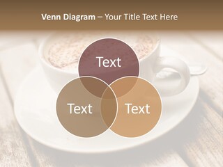 A Cup Of Coffee On A Saucer On A Wooden Table PowerPoint Template