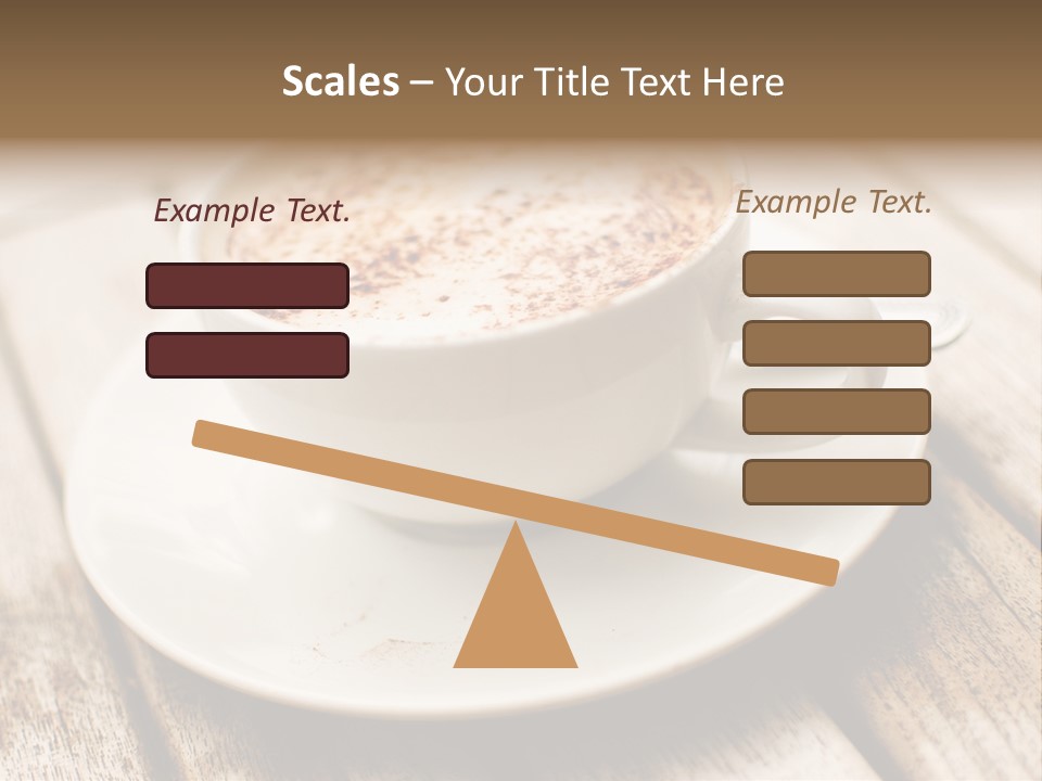 A Cup Of Coffee On A Saucer On A Wooden Table PowerPoint Template