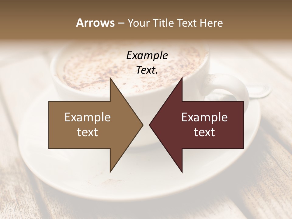 A Cup Of Coffee On A Saucer On A Wooden Table PowerPoint Template