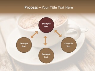 A Cup Of Coffee On A Saucer On A Wooden Table PowerPoint Template