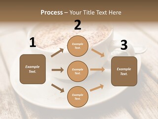 A Cup Of Coffee On A Saucer On A Wooden Table PowerPoint Template