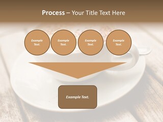 A Cup Of Coffee On A Saucer On A Wooden Table PowerPoint Template