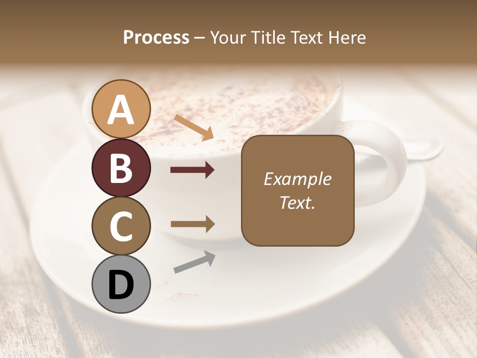 A Cup Of Coffee On A Saucer On A Wooden Table PowerPoint Template