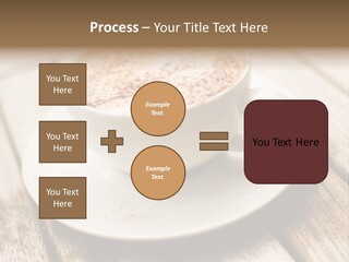 A Cup Of Coffee On A Saucer On A Wooden Table PowerPoint Template