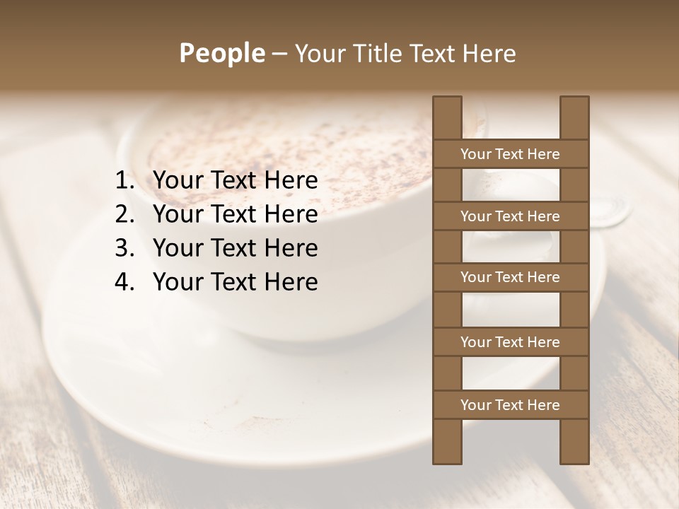 A Cup Of Coffee On A Saucer On A Wooden Table PowerPoint Template