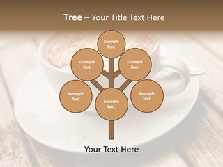 A Cup Of Coffee On A Saucer On A Wooden Table PowerPoint Template