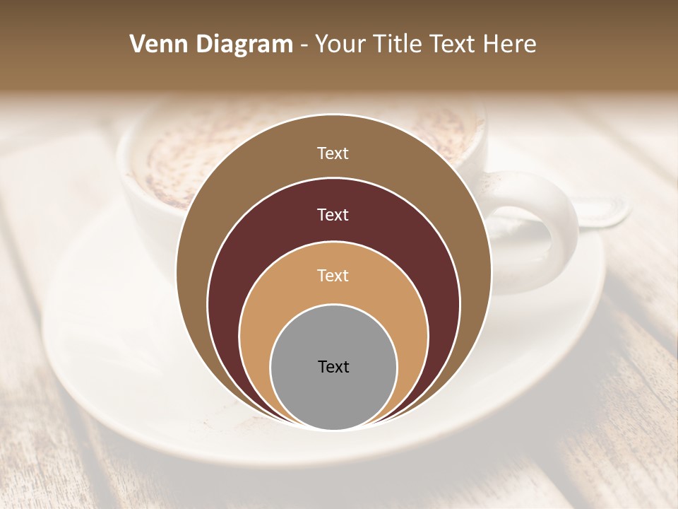 A Cup Of Coffee On A Saucer On A Wooden Table PowerPoint Template