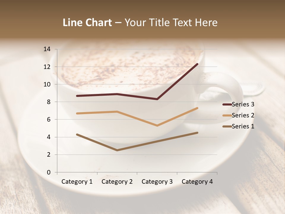 A Cup Of Coffee On A Saucer On A Wooden Table PowerPoint Template
