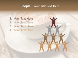 A Cup Of Coffee On A Saucer On A Wooden Table PowerPoint Template