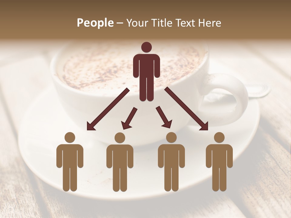 A Cup Of Coffee On A Saucer On A Wooden Table PowerPoint Template