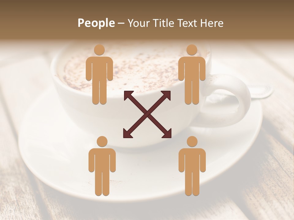 A Cup Of Coffee On A Saucer On A Wooden Table PowerPoint Template