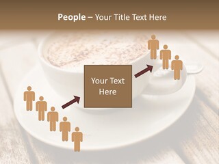 A Cup Of Coffee On A Saucer On A Wooden Table PowerPoint Template