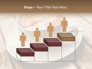 A Cup Of Coffee On A Saucer On A Wooden Table PowerPoint Template
