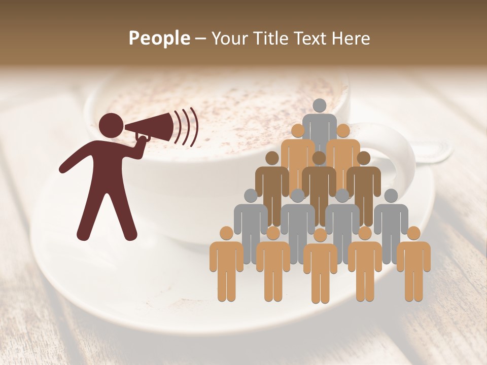 A Cup Of Coffee On A Saucer On A Wooden Table PowerPoint Template