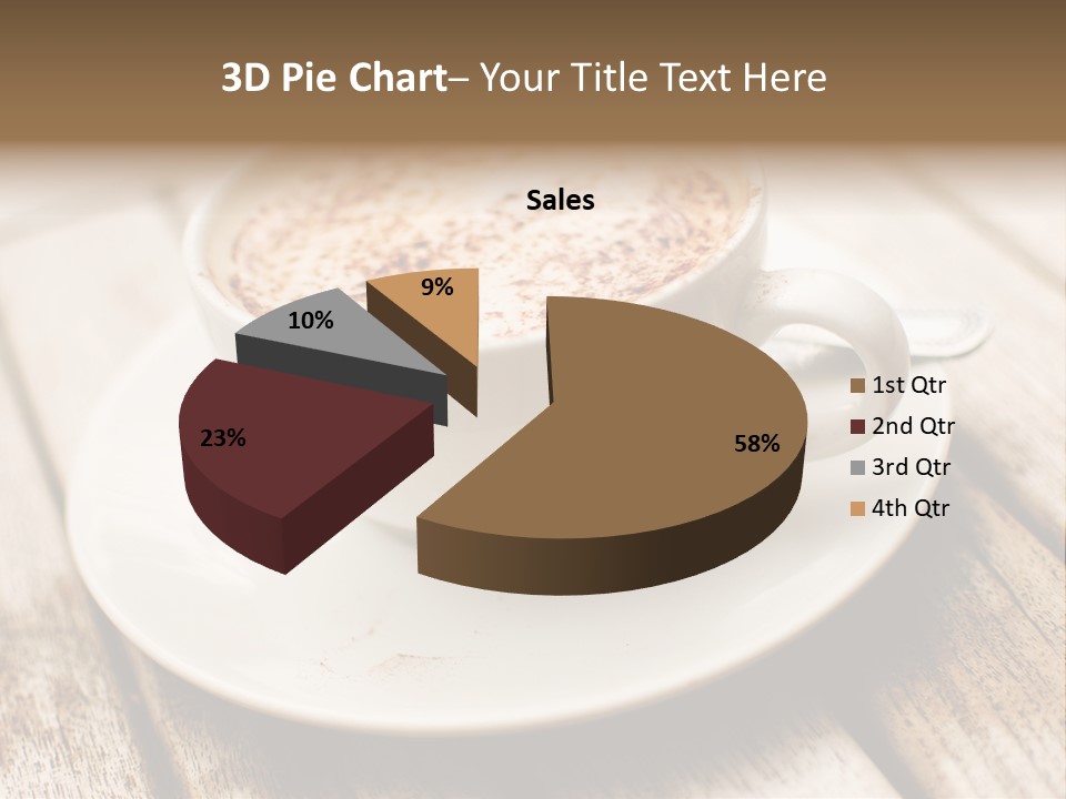A Cup Of Coffee On A Saucer On A Wooden Table PowerPoint Template