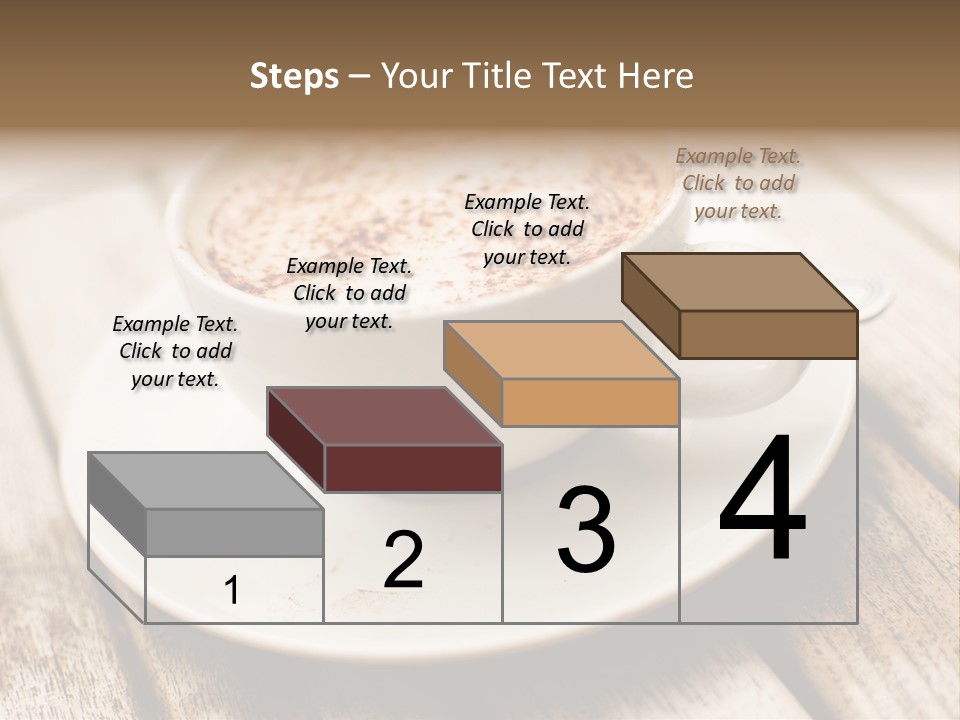 A Cup Of Coffee On A Saucer On A Wooden Table PowerPoint Template