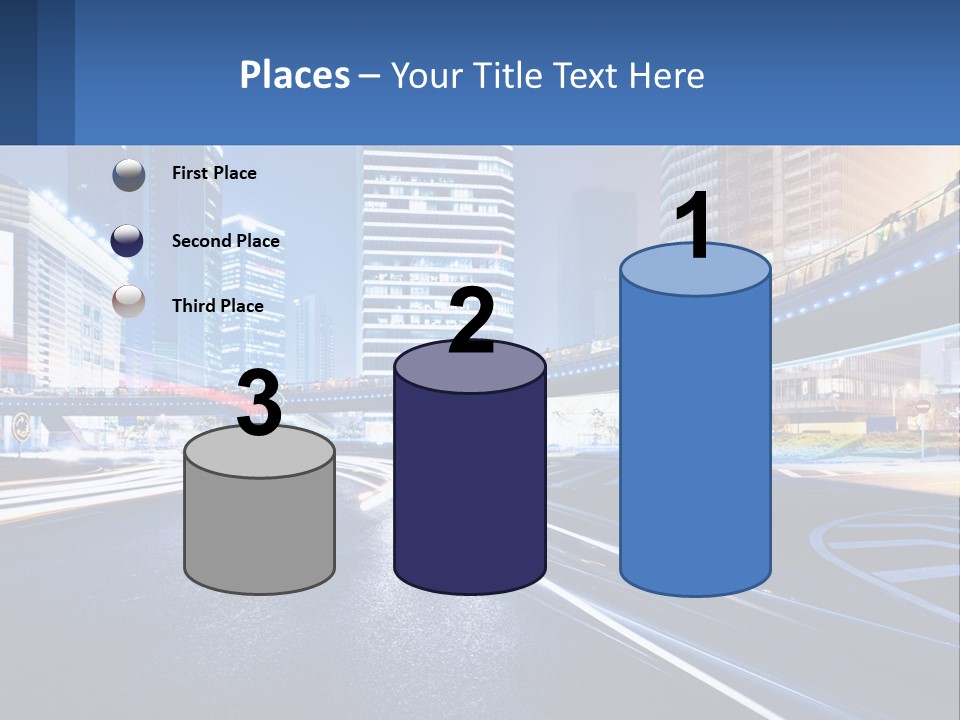 A City Street At Night With A Bridge Over It PowerPoint Template