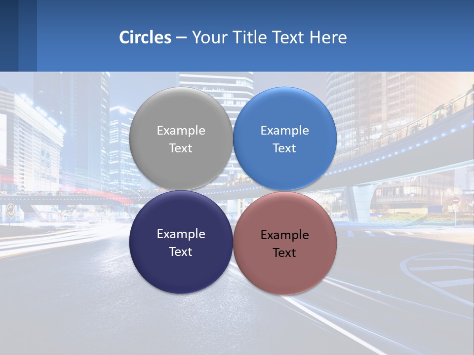 A City Street At Night With A Bridge Over It PowerPoint Template