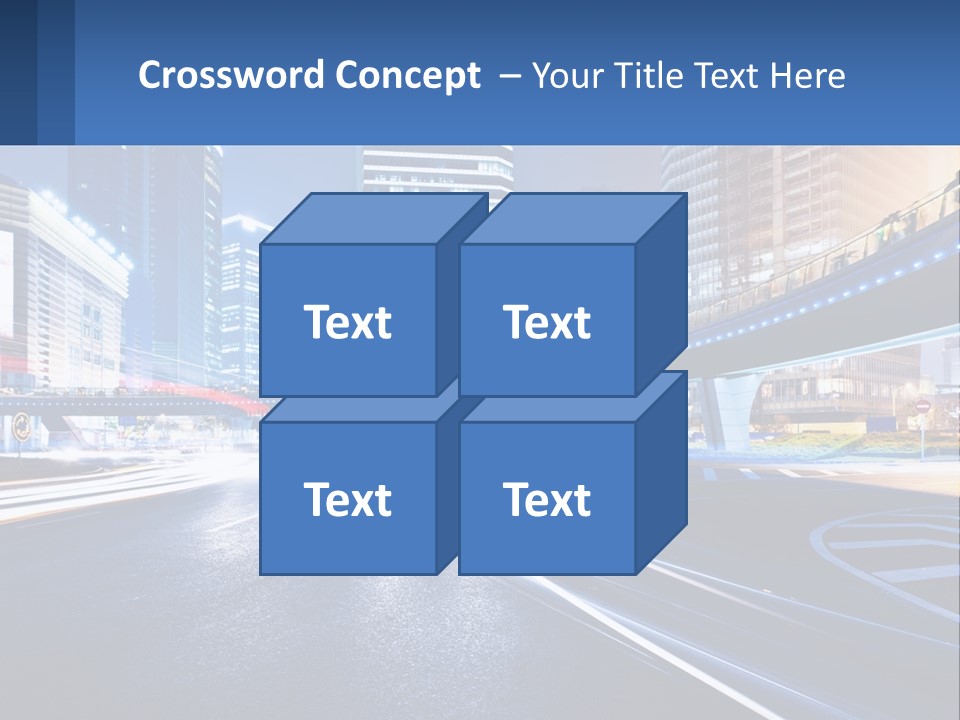 A City Street At Night With A Bridge Over It PowerPoint Template