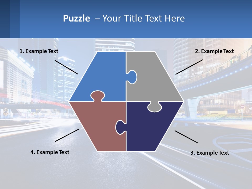 A City Street At Night With A Bridge Over It PowerPoint Template