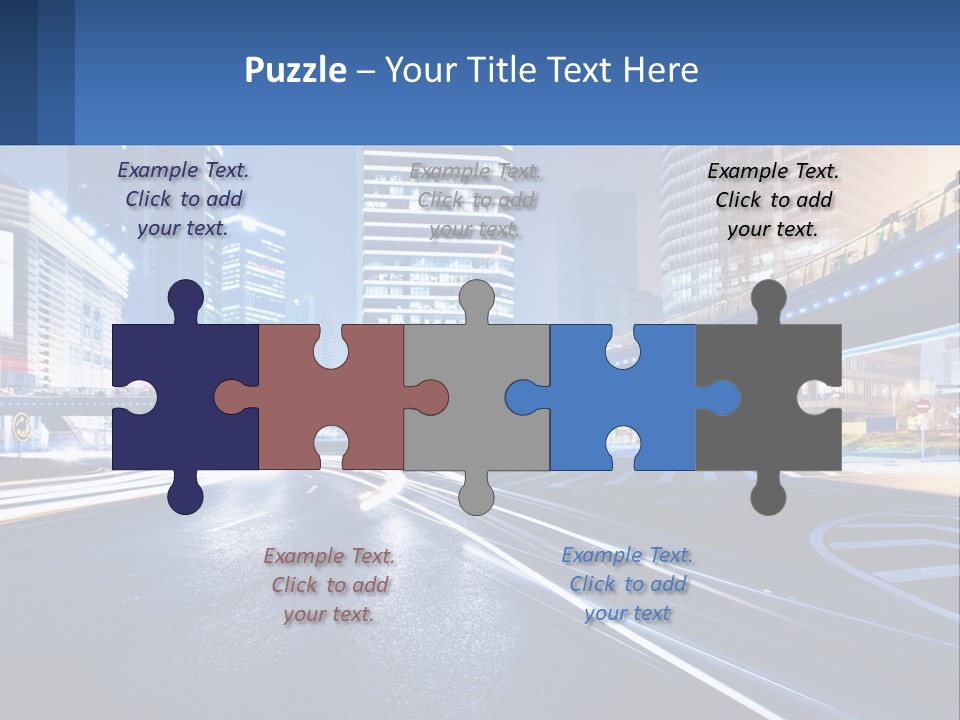 A City Street At Night With A Bridge Over It PowerPoint Template