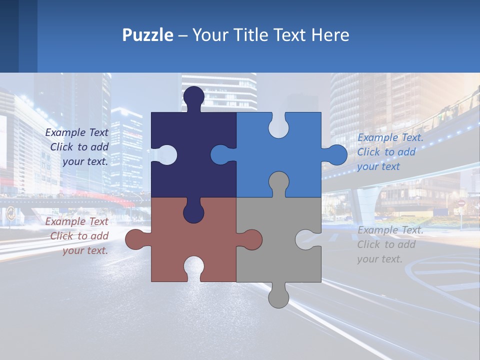 A City Street At Night With A Bridge Over It PowerPoint Template